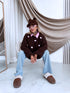 Knitted Sweater "CHOCOLATEY LOVE 7102" – Choco & Pink